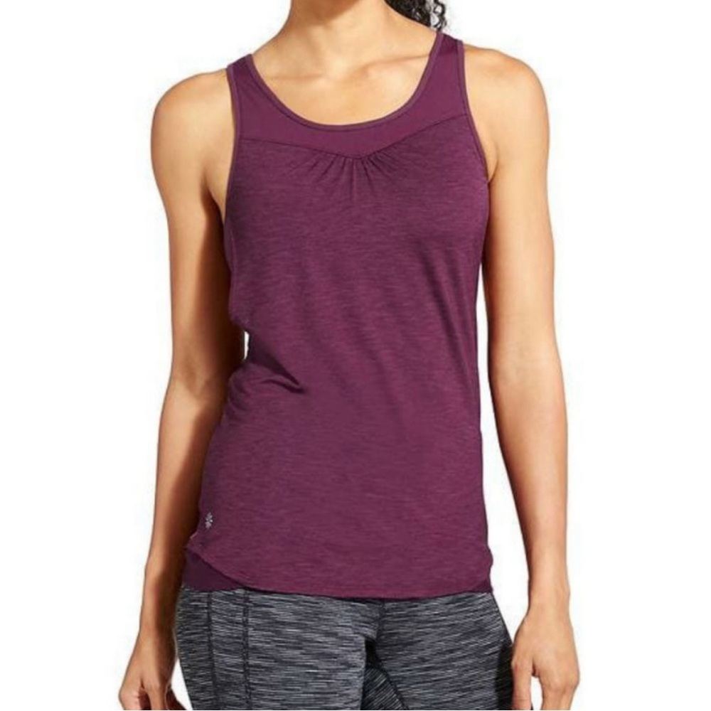 Athleta Maroon Mesh Supercharged Built in Bra Athletic Tank Top size Small EUC